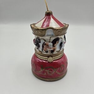 Mr. Christmas Wind-Up Carousel Music Box Ornament We Wish You A Merry Christmas